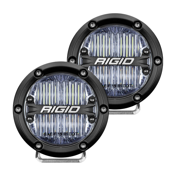 RIGID 360-Series 4 Inch Round SAE J583 Compliant Street Legal LED Fog Light White Pair