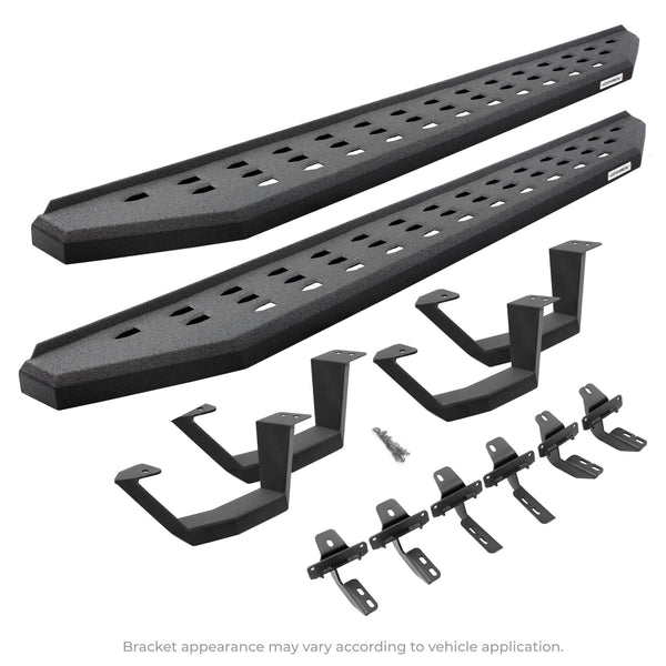 Go Rhino 6944368720T - RB20 Running Boards With Mounting Brackets & 2 Pairs Of Drop Steps Kit - Protective Bedliner Coating