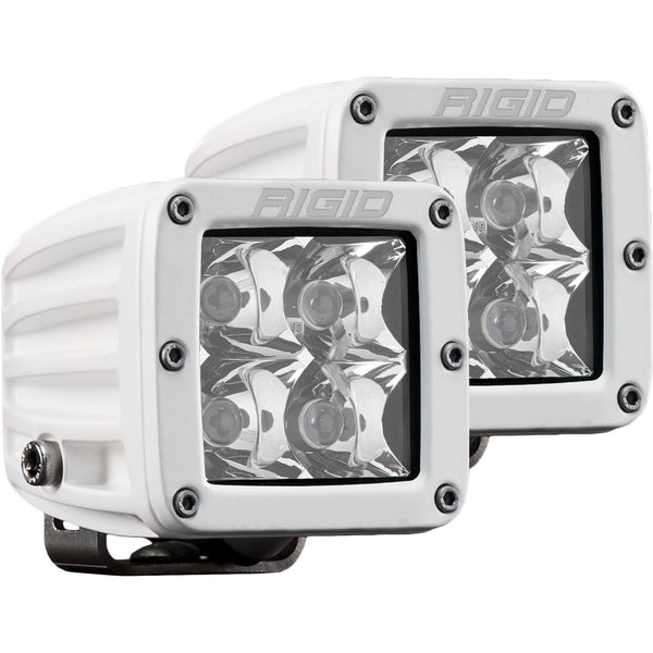 RIGID D-Series PRO LED Light Spot Optic Surface Mount White Housing Pair