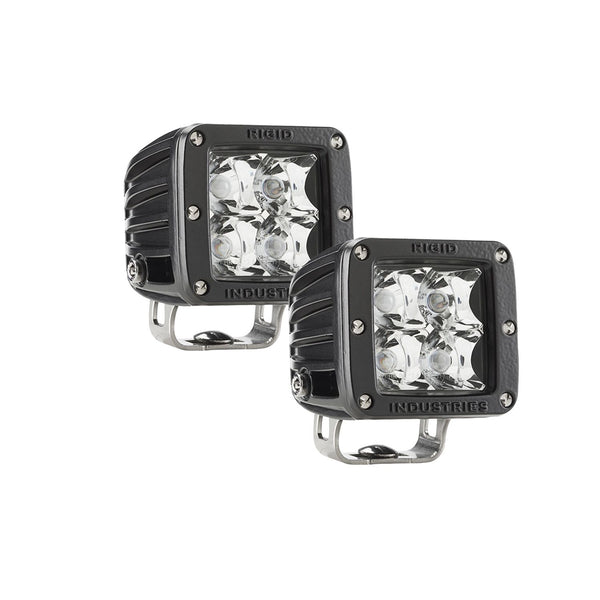 RIGID D-Series E-Mark Certified Spot Optic Surface Mount Black Housing Pair