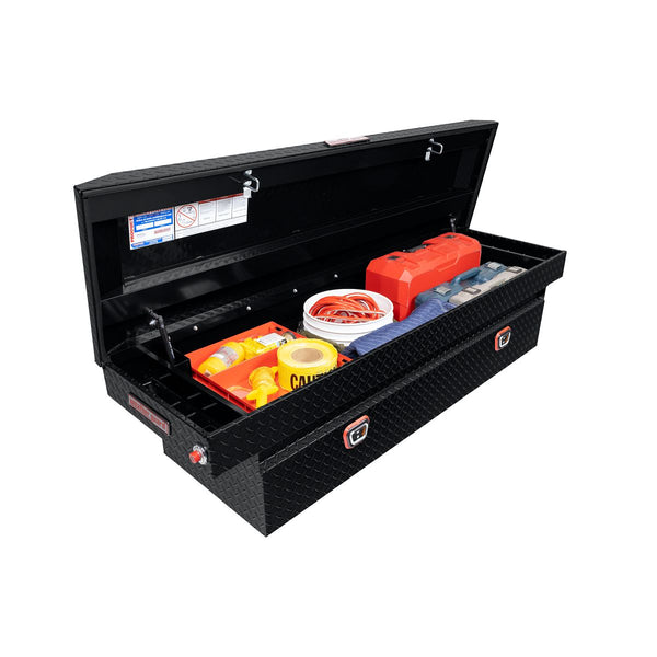 WEATHER GUARD MODEL 127-5-03 SADDLE BOX, ALUMINUM, FULL STANDARD, GLOSS BLACK, 10.5 CU FT