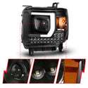 ANZO 2014-2015 GMC Sierra 1500HD Projector Plank Style Headlight Black W/ DRL