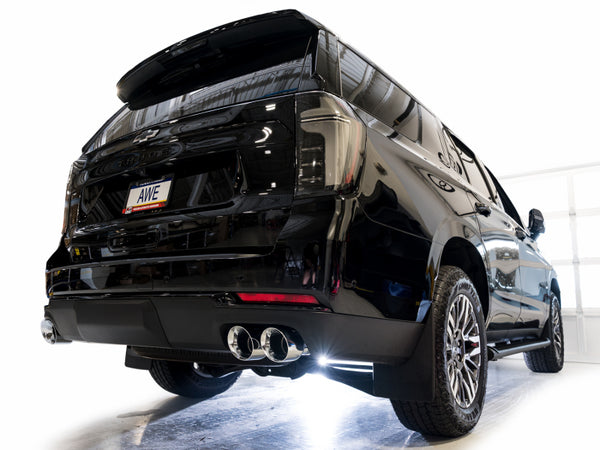 AWE Tuning 2021+ GMC Suburban/Yukon XL 5.3L 0FG Split Rear Exit Catback - Quad Chrome Silver Tips
