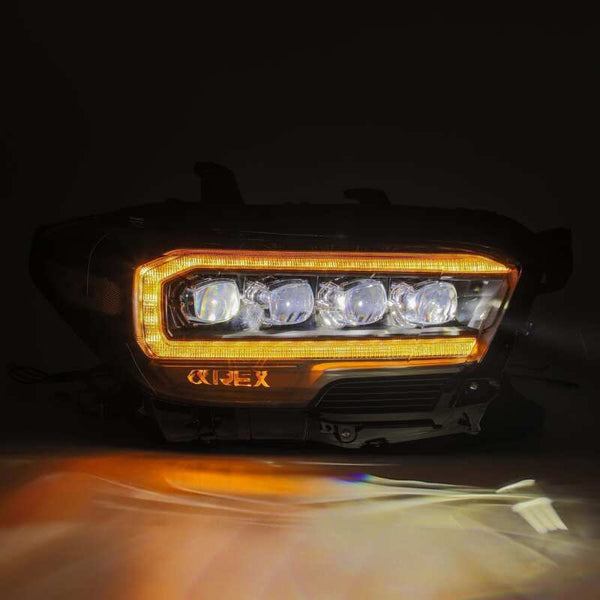 AlphaRex 16-20 Toyota Tacoma NOVA LED Projector Headlights Plank Style Black w/Activation Light