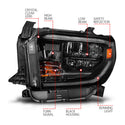 ANZO 14-21 Toyota Tundra (OE Halogen w/LED DRL) LED Crystal Headlights w/ Switchback & DRL - Blk