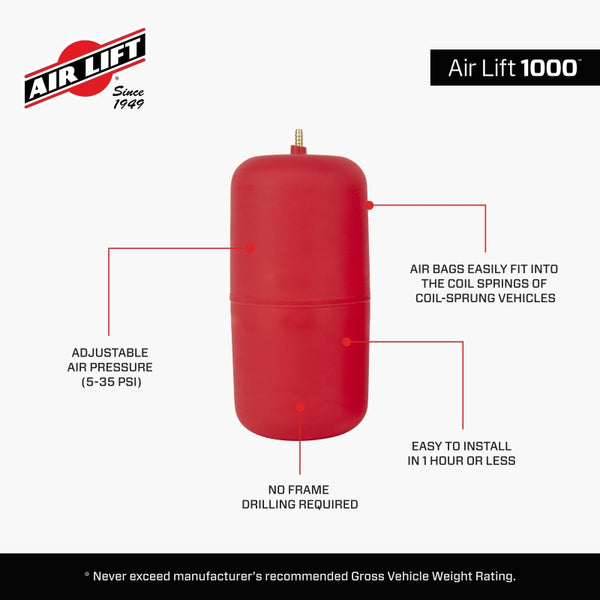 Air Lift Universal 1000 4in/8in Air Spring Kit