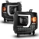 ANZO 2014-2015 GMC Sierra 1500HD Projector Plank Style Headlight Black W/ DRL