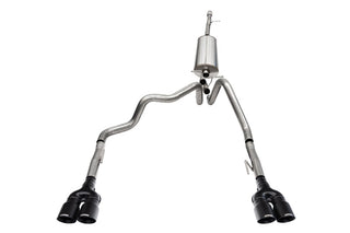 Corsa 19-25 Chevy Silverado 1500 CatBack Dual Rear Exit with Twin 4in Black Powder Ct ProSeries Tips