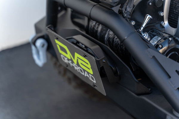 DV8 Offroad Fairlead Mounted Flip-Up License Plate Bracket