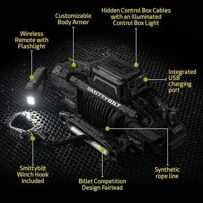Smittybilt X2O Gen3 12K Waterproof Wireless Winch W/Synthetic Rope 98812