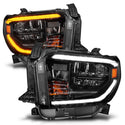 ANZO 14-21 Toyota Tundra (OE Halogen w/LED DRL) LED Crystal Headlights w/ Switchback & DRL - Blk