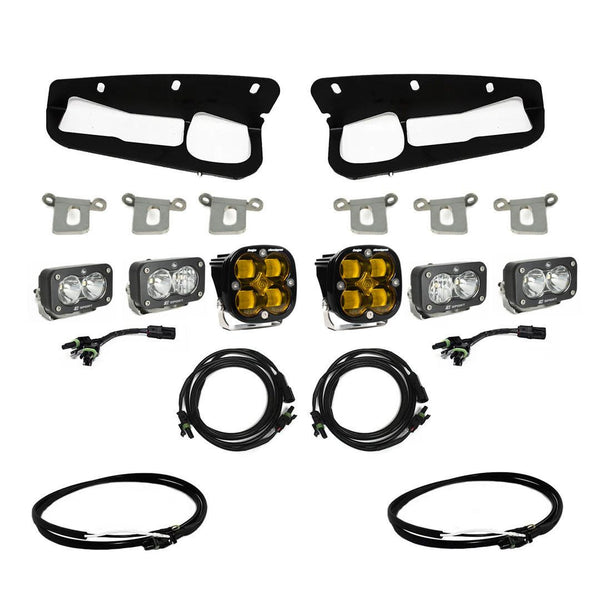 Baja Designs 2021+ Ford Bronco Squadron SAE/S2 Sport Fog Pocket Light Kit Amber 447762UP