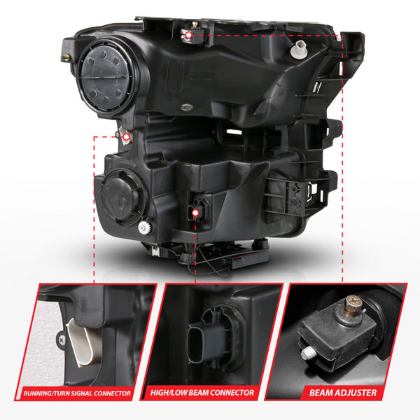 ANZO 15-17 Ford F-150 (Factory Halogen Model ONLY) Full LED Proj Headlights  Init/SeqSig Black- Pair