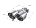 MBRP Universal T304 SS Dual Tip 4in OD/2.5in Inlet