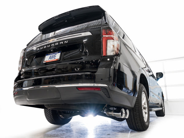 AWE Tuning 2021+ GMC Tahoe/Yukon 5.3L 0FG Side Exit Catback Exhaust - Chrome Silver Tips