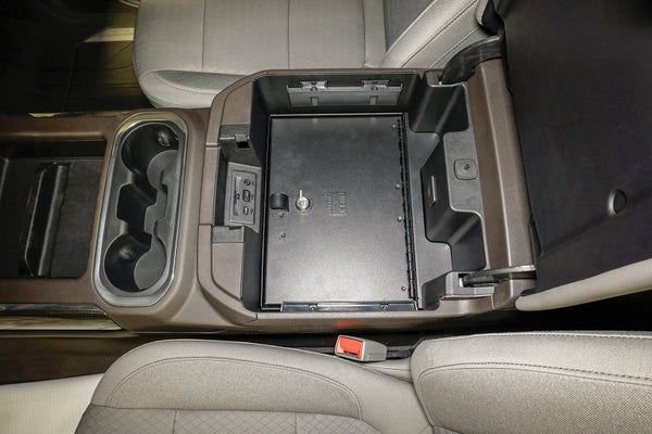 Tuffy Console Safe W/ Keyed Lock For Chevrolet Silverado And Gmc Sierra W/ Flow Thru Console