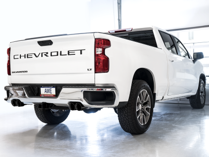 AWE OFF Exhaust 2019-23 Chevy Silverado GMC Sierra 1500 5.3L With Bumper Cutouts - Quad Diamond Black Tips