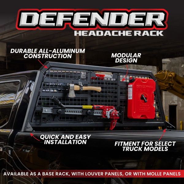 Gen-Y 19+ Dodge Ram 2500/3500 Defender Headache Rack/ 3-Louver Panels - Black