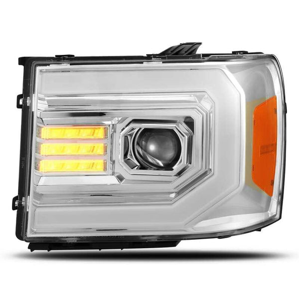 AlphaRex 07-13 GMC 1500HD PRO-Series Proj Headlights Plank Style Gloss Blk w/Activ Light/Seq Signal