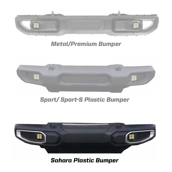 Squadron-R SAE Fog Pocket Kit - '20-26 Gladiator / '18-26 Wrangler JL; W/ OE Sahara Bumper (SAE Fog; Clear)