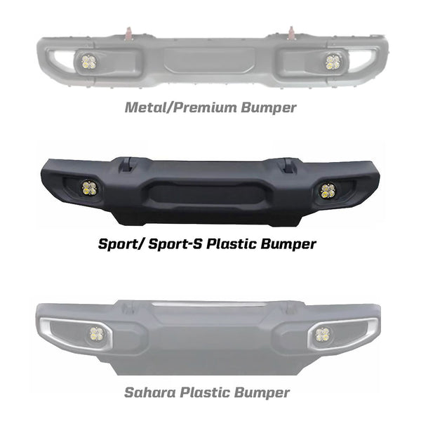 Squadron-R SAE Fog Pocket Kit - '20-26 Gladiator / '18-26 Wrangler JL; W/ OE Sport Bumper (SAE Fog; Baja Amber)