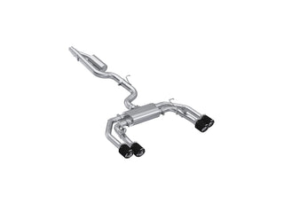 T304 Stainless Steel 3" Cat Back 2.5" Quad Split Rear Exit With Carbon Fiber Tips Active Exhaust