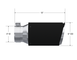 MBRP Exhaust Tip; 6in. O.D. Dual Walled Angled Cut End 4in. Inlet 12in. Length; T304 CF