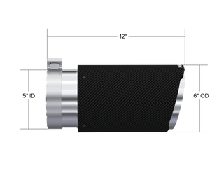 MBRP Exhaust Tip; 6in. O.D. Dual Walled Angled Cut End 5in. Inlet 12in. Length; T304 CF