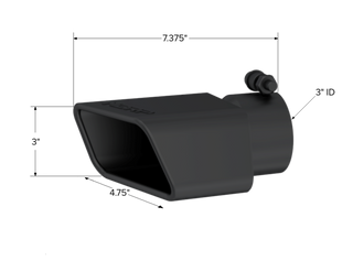 MBRP Exhaust Tip; 3in OD Inlet; Rectangle Angle Cut; Black