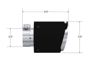 MBRP Exhaust Tip; 4.5in OD Out; 2.5in ID; 6.5in Length; Angle Cut; Dual Wall; Carbon Fiber