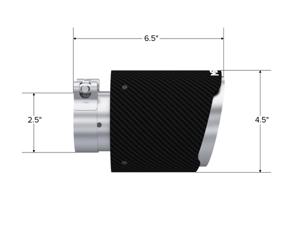 MBRP Exhaust Tip; 4.5in OD Out; 2.5in ID; 6.5in Length; Angle Cut; Dual Wall; Carbon Fiber