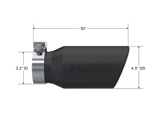 MBRP Exhaust 4.5in. OD; 3.2in. Inlet; 10in. In Length; Angled Cut Rolled End; BLK