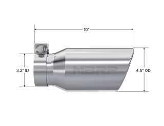 MBRP Exhaust 4.5in. OD; 3.2in. Inlet; 10in. In Length; Angled Cut Rolled End; T304
