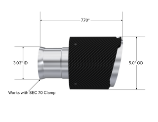 MBRP Exhaust 5in. OD SEC 70 Inlet 7.7in. In Length Dual Wall Angle Cut CF Tip Pairs.
