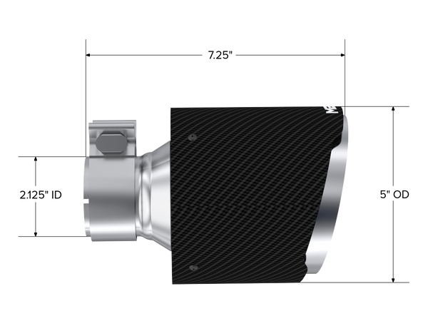 MBRP Exhaust Tip T5202CF 5in OD Out 2.125in ID 7.25in Length Dual Wall Carbon Fiber.