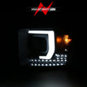 ANZO 2014-2015 GMC Sierra 1500HD Projector Plank Style Headlight Black W/ DRL