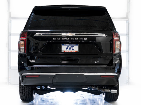 AWE Tuning 2021+ GMC Tahoe/Yukon 5.3L 0FG Side Exit Catback Exhaust - Chrome Silver Tips