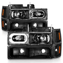 ANZO 88-98 Chevrolet C1500 Crystal Headlights Black Housing w/ Signal and Side Marker Lights