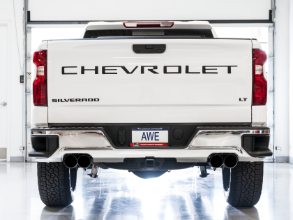 AWE OFF Exhaust 2019-23 Chevy Silverado GMC Sierra 1500 5.3L With Bumper Cutouts - Quad Chrome Tips