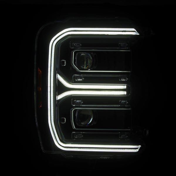 AlphaRex 23-26 Ford F-250 SD LUXX LED Proj Headlights Blk w/Activ Light/Seq Signal/Switchback