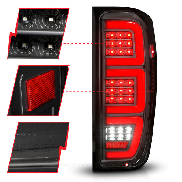 ANZO 19-23 GMC Sierra 1500/2500HD/3500HD Black Replacement Full LED Bar Tail Light
