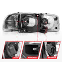 ANZO 99-17 GMC Sierra/Denali Headlights Black Amber (w/C Light Bars)