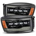 AlphaRex 06-08 Ram 1500HD NOVA LED Proj Headlights Plank Style Alpha Blk w/Seq Signal/DRL/Amber LED