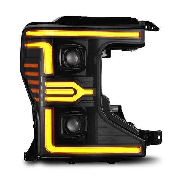 AlphaRex 20-22 Ford F-250/350/450 SD LUXX-Series LED Proj Headlights Alpha-Bk w/Acv Light SS & SBDRL