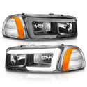 ANZO 99-17 GMC Sierra/Denali Headlights Black Amber (w/C Light Bars)