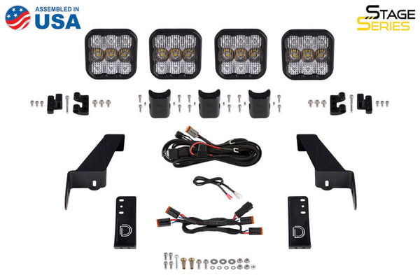 Diode Dynamics Jeep JL SS5 4-Pod CrossLink Grille Lightbar Kit Pro - White Combo