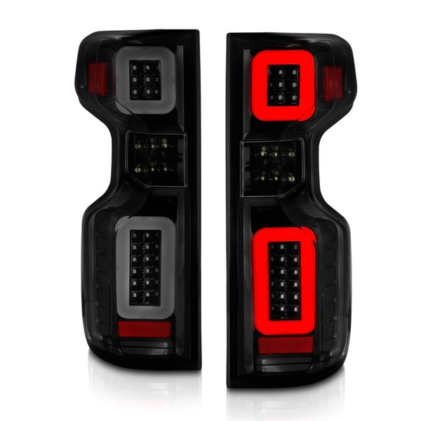 ANZO 19-21 Chevy Silverado Full LED Taillights Black Housing Smoke Lens G2 (w/C light Bars)