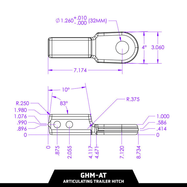 Gen-Y 2in Shank 4500 KG Australian Tounge/Ball Mount 32mm Hole Articulating Trailer Hitch