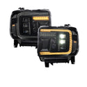 Form Lighting 2014+ GMC Sierra 1500/2500/3500 LED Projector Headlights Amber DRL (Pair)