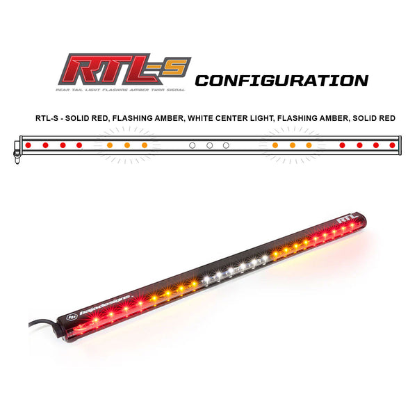 Baja Designs RTL-S 30-Inch LED Rear Light Bar, Amber Turn Signals, Running/Brake and White Cargo, No Harness
